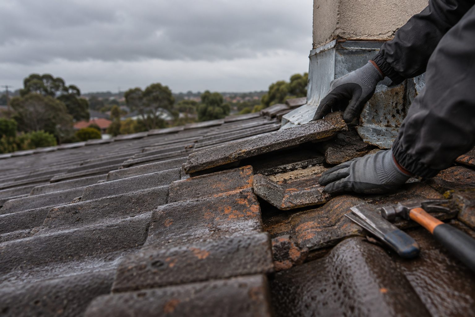 Roof tile and flashing inspection